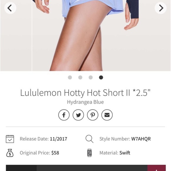 RARE Lululemon Hotty Hot Short ll *2.5” Size 4 In Hydrangea Blue - Picture 8 of 11